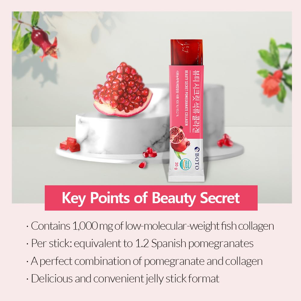 ZIOSTAND BOTO Beauty Secret Pomegranate Collagen Jelly Stick Gummy Pack of 15