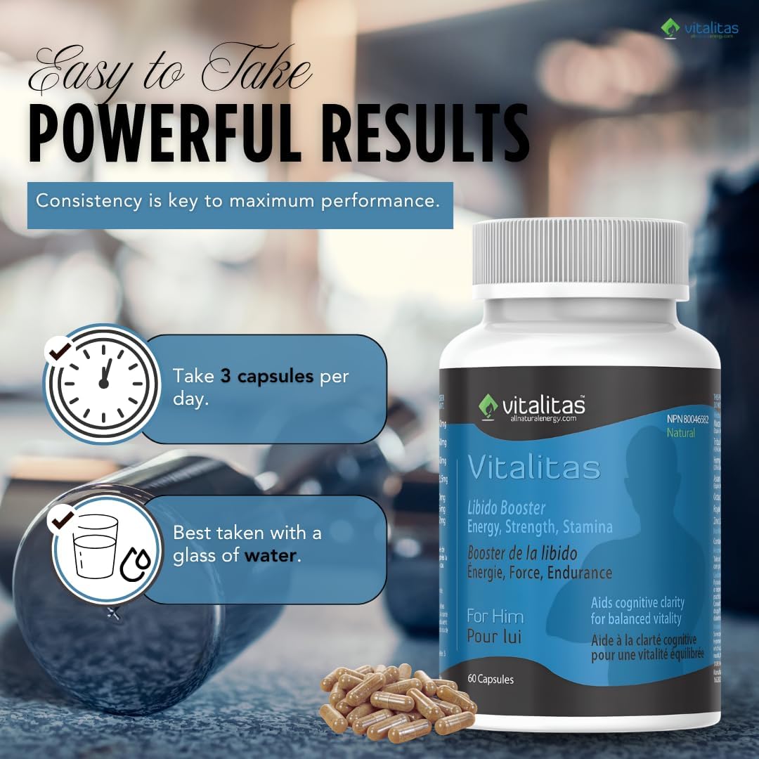 Vitalitas Testosterone Booster for Men, 60 Capsules