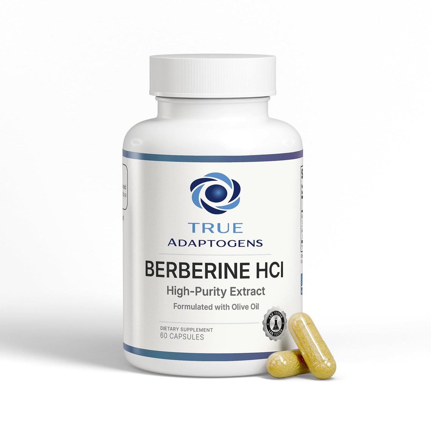 True Adaptogens Berberine HCl 800mg – 97% Pure Dual Extract with Olive Oil for Absorption – Berberina Herbal Clean Formula Capsule 60 Count