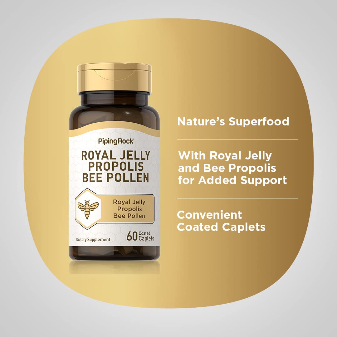 Piping Rock Royal Jelly Propolis Bee Pollen Caplets 60