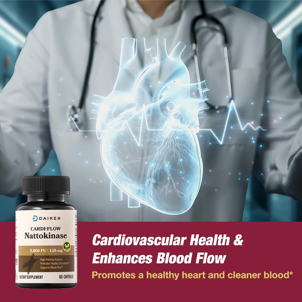 DAIKEN Nattokinase Supplement 40000 FU/g for Circulation & Heart Capsule 60 Count