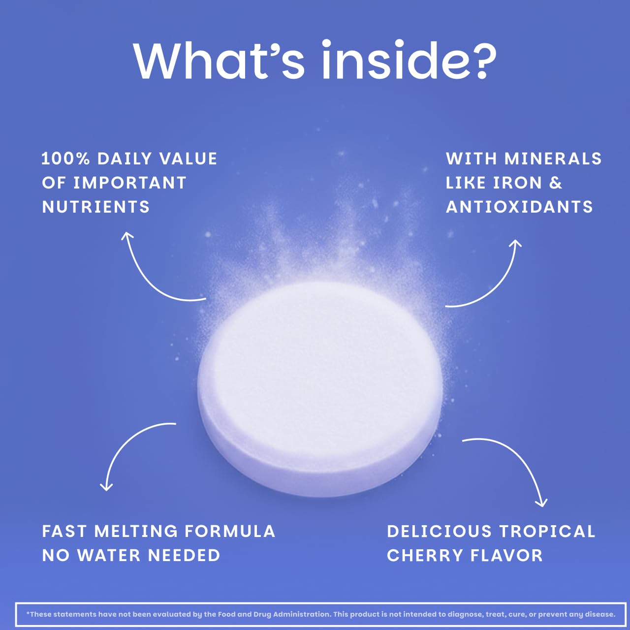 EZ Melts Multivitamin + Iron Tablet 60 Count