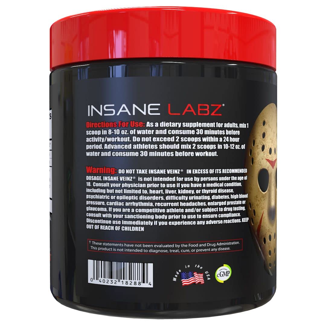 Insane Labz Insane Veinz Non Stimulant NO Enhancing Powder, 35 Servings
