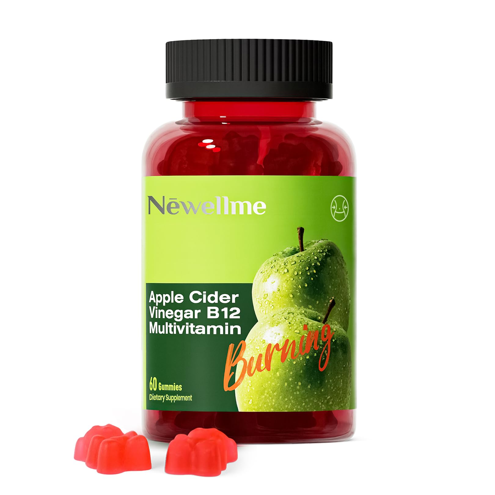 Montue Apple Cider Vinegar Gummies with B12 Multivitamin, Non-GMO, Vegetarian, Supports Energy Levels & Gut Health, 60 Gummies