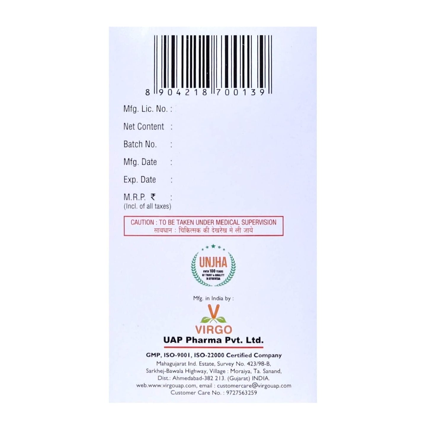 VIRGO UAP Pharma Rajocap Tablets 60
