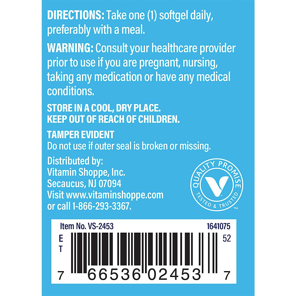 The Vitamin Shoppe Vitamin D3 1000IU Softgels, 100 Softgels