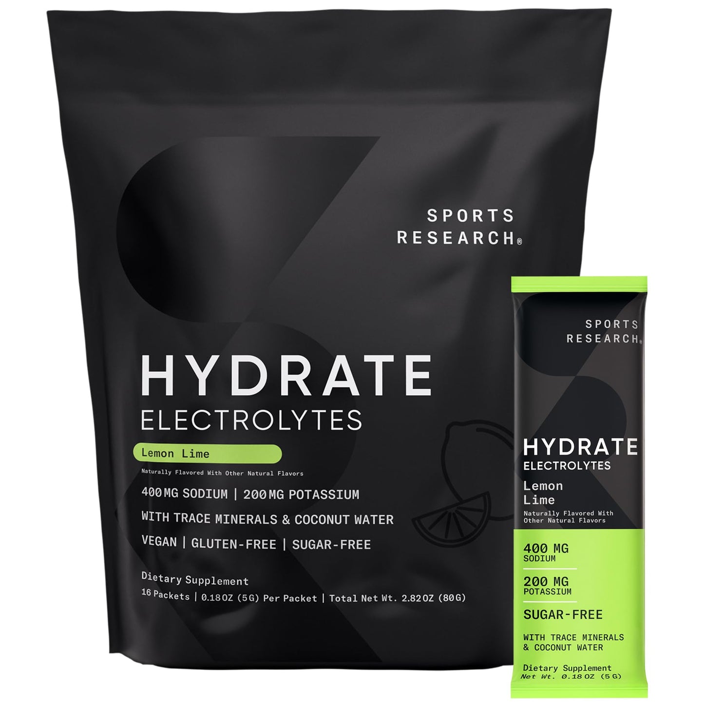 Sports Research Hydrate Electrolytes Powder, 16 Packets