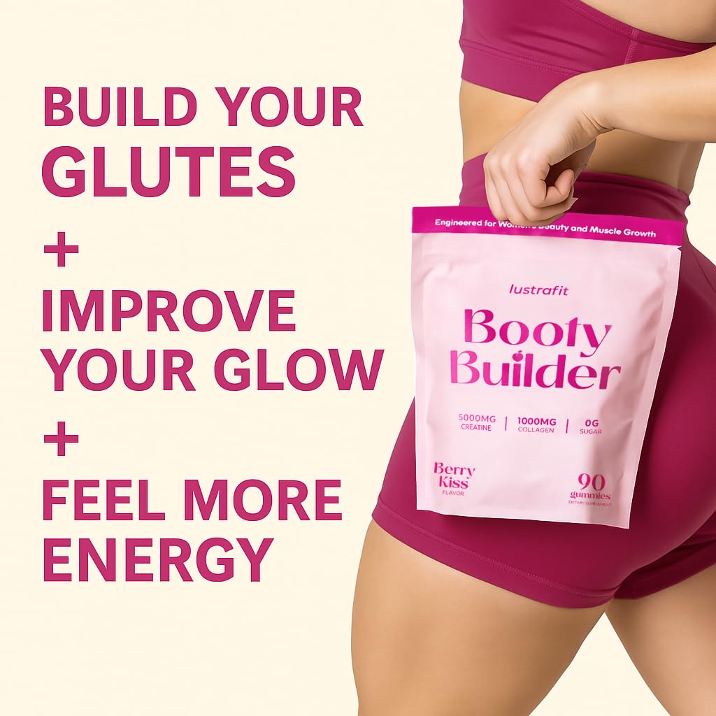Lustrafit Booty Gummies - Booty & Glute Builder Creatine Gummies with Collagen for Women, 90 Gummies