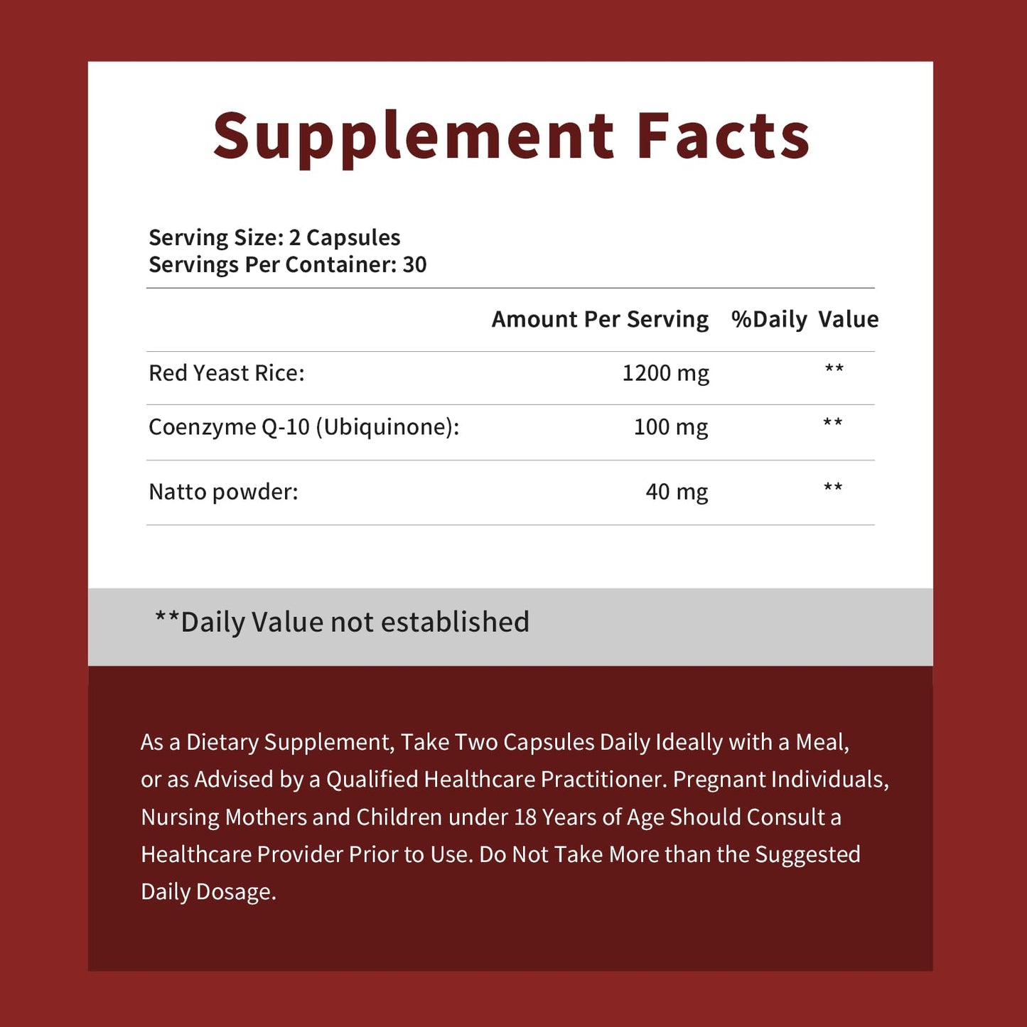 Bterlif Red Yeast Rice with CoQ10 Capsules, 60 Count