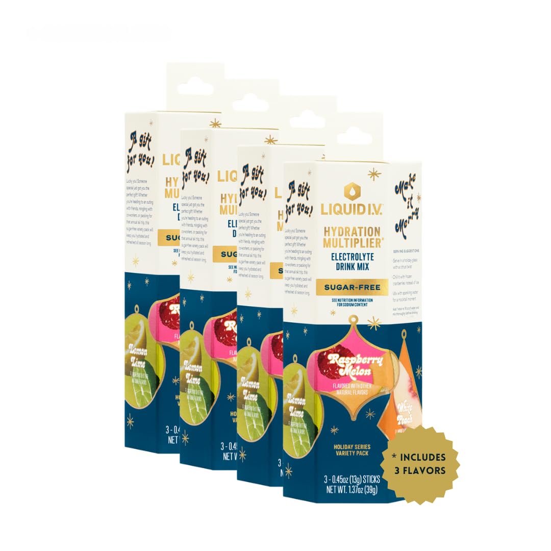 Liquid I.V. Hydration Multiplier Sugar-Free Sample Pack Powder 4 Pack (12 Sticks)