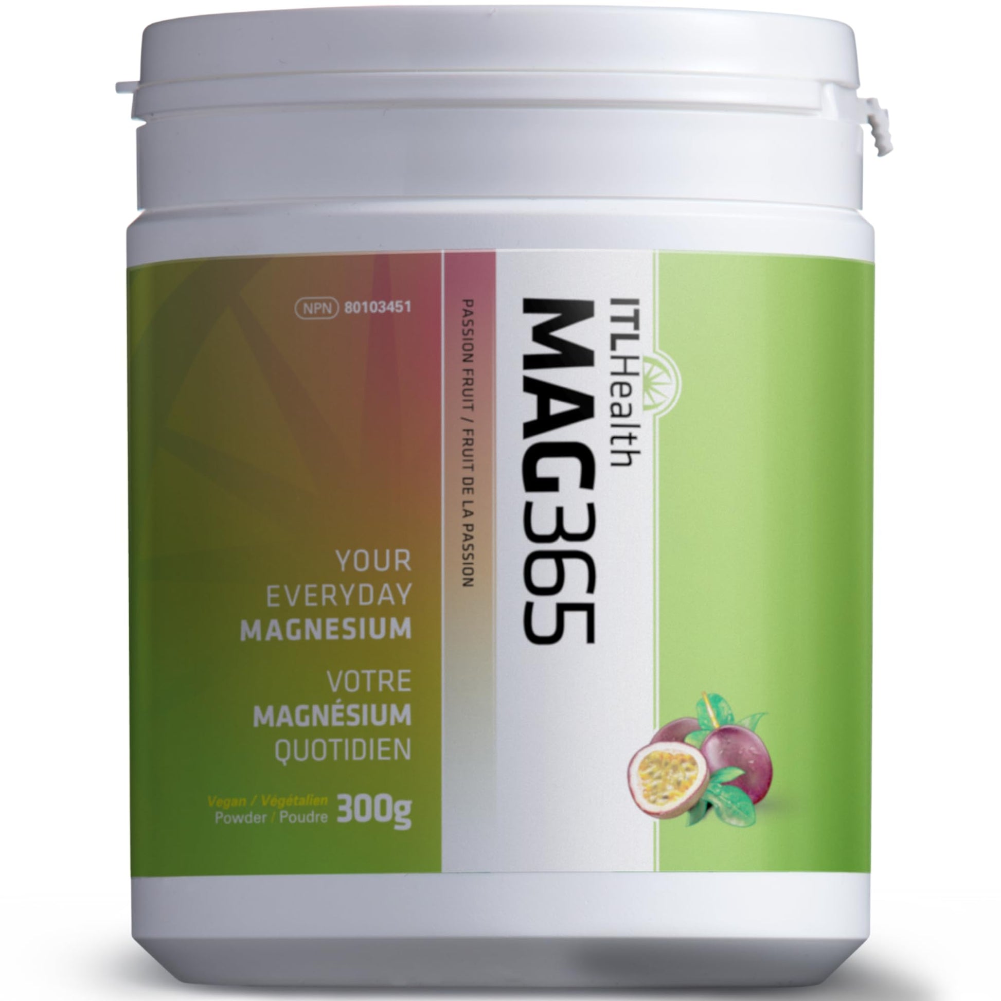 Mag365 Pure Ionic Magnesium Citrate Powder - Natural & Bioavailable Water-Soluble Supplement with Citric Acid - Passion Fruit, 10.58 oz