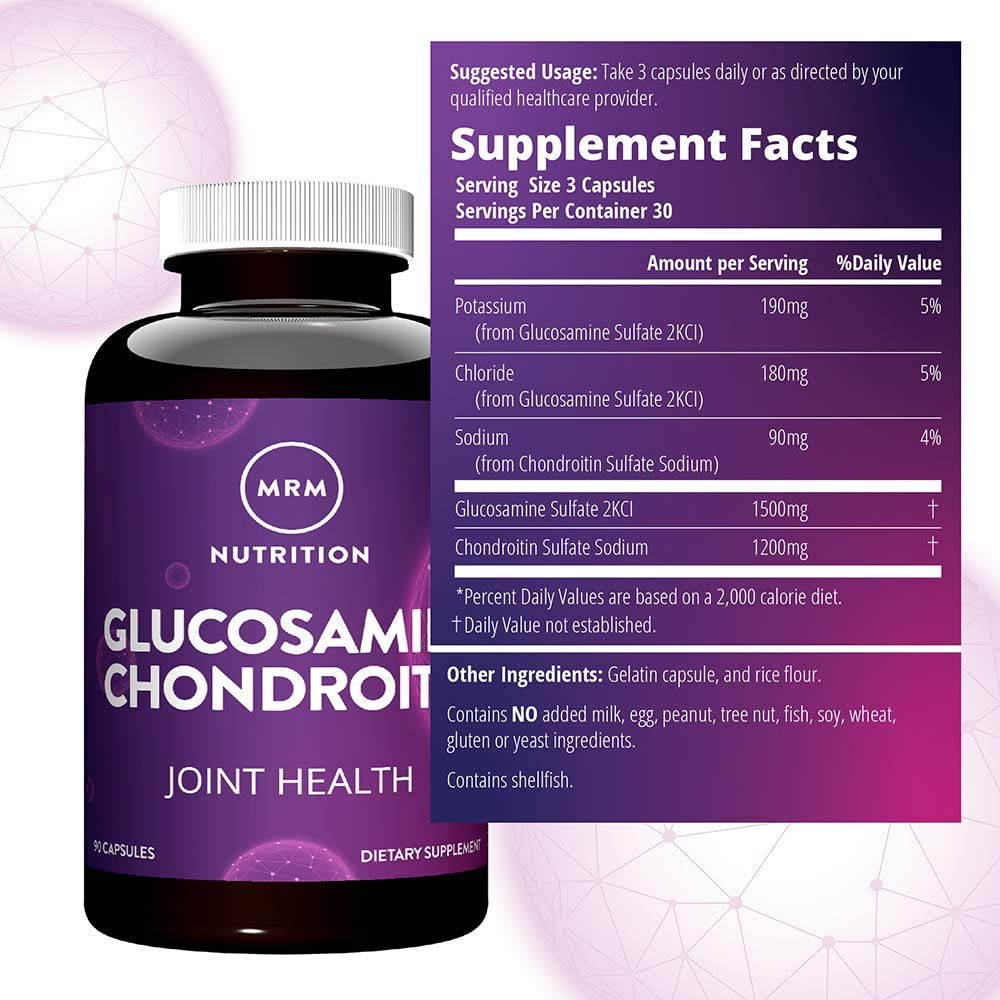 MRM Glucosamine 1500mg & Chondroitin Sulfate 1200mg Capsule, 90 Count