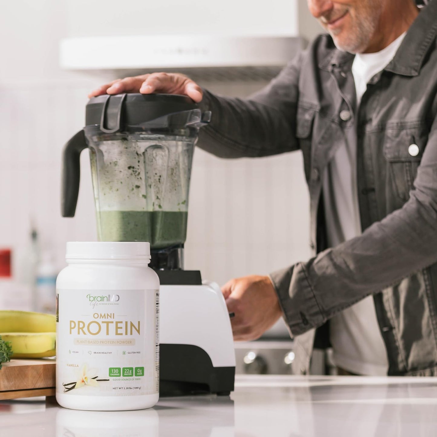 BRAINMD Dr Amen OMNI Protein Vanilla Protein Powder, 38.08 oz