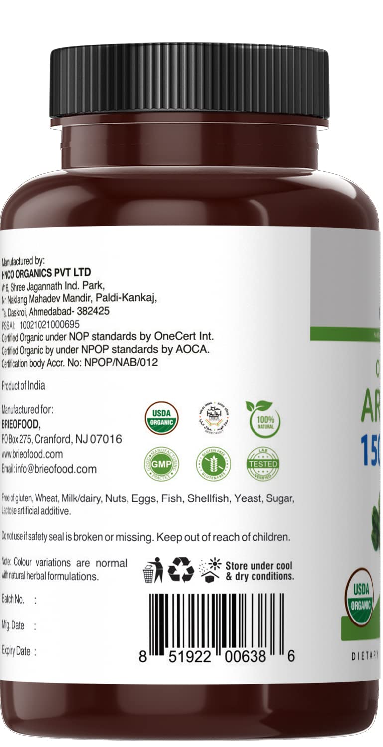 Brieofood Organic Arjuna 1500mg, 90 Tablets