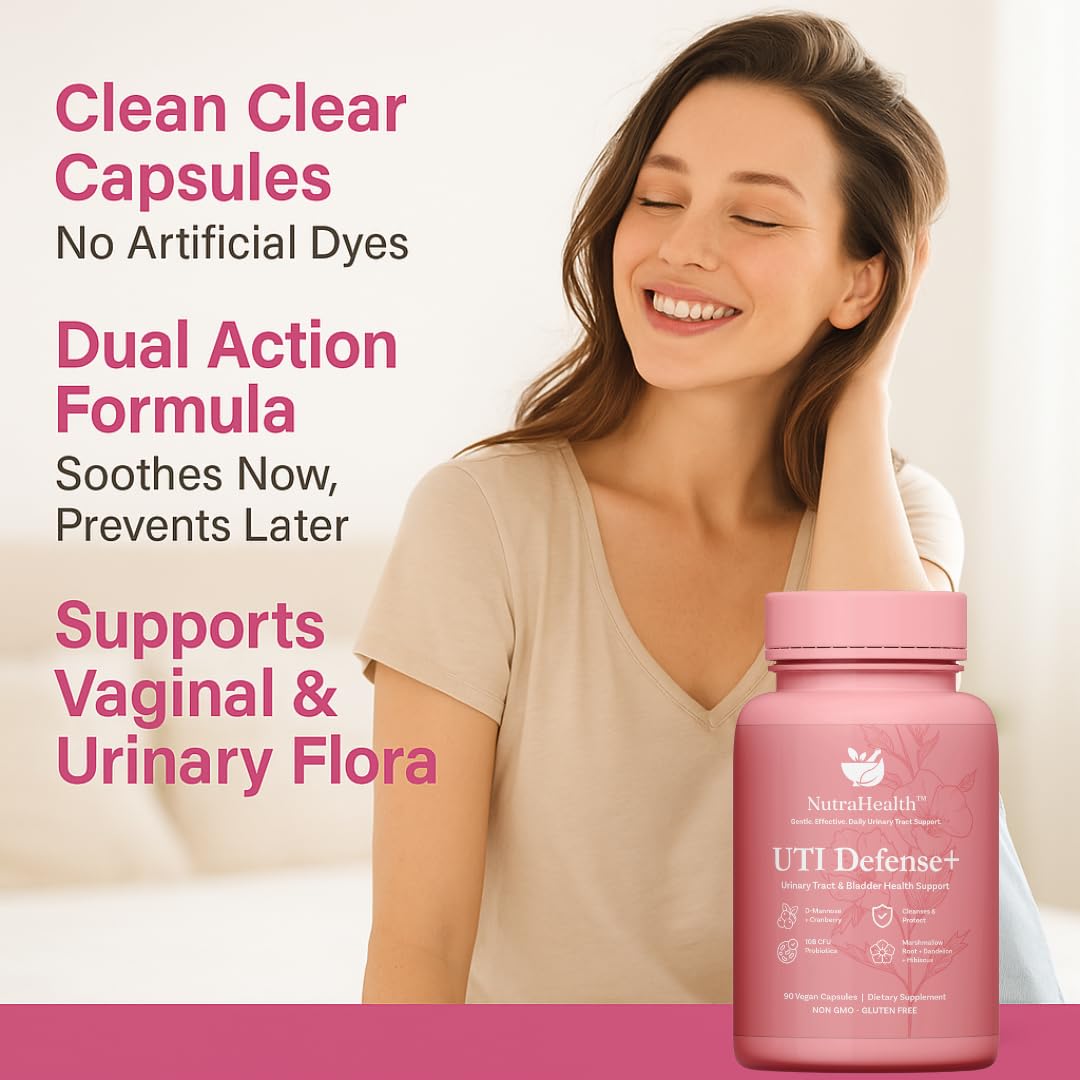 NutraHealth UTI Defense+ D-Mannose, Cranberry, Hibiscus & Dandelion Urinary Tract Support for Women Capsule, 1 Capsule