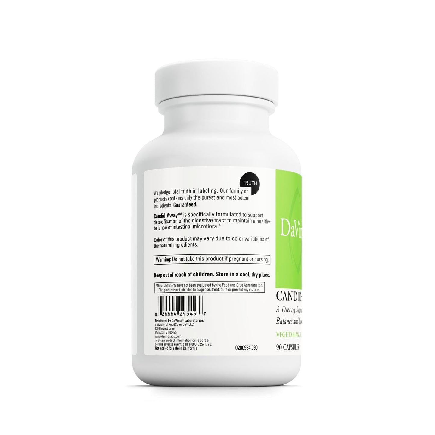 DAVINCI Candid-Away Digestive Gut Health Support, Immune System Support with Digestive Enzymes, Calcium, Magnesium & More*, Capsules, 90