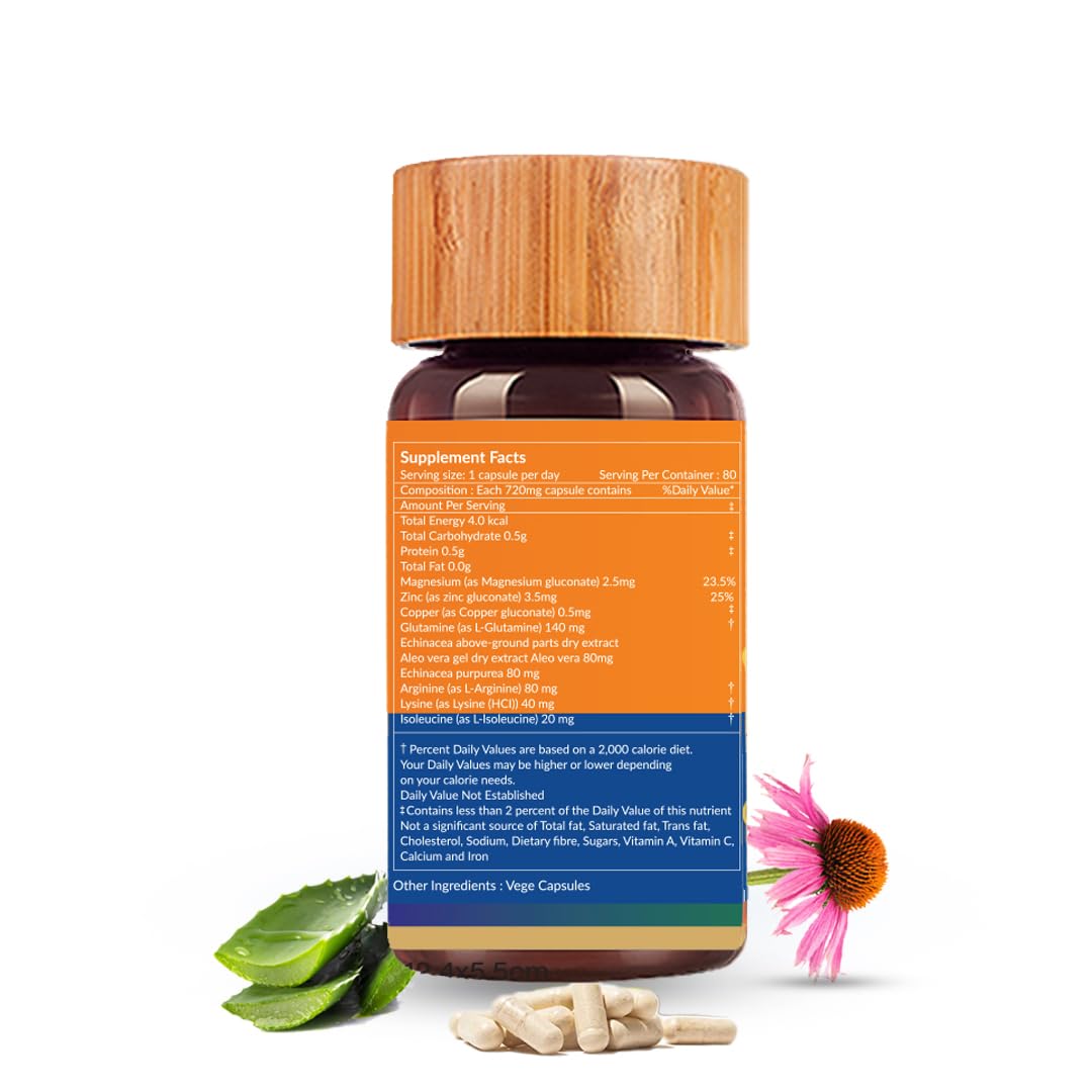Biogetica Reginmune Natural Immune Support Supplement - Daily Wellness & Cellular Health Formula with Zinc, Magnesium, Echinacea, L-Glutamine & Aloe Vera - Vegan Diet Capsules, 80 Count