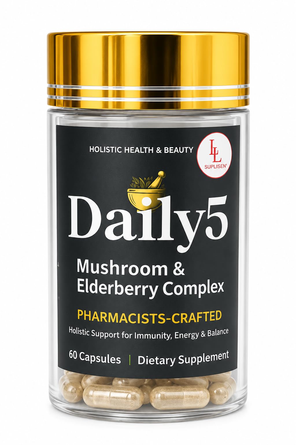 L & L Supplement Daily5 Essential Antioxidants Multivitamin for Men and Women – Pharmacist Formulated Daily Health Support – Gold Cap Edition 60 Capsules
