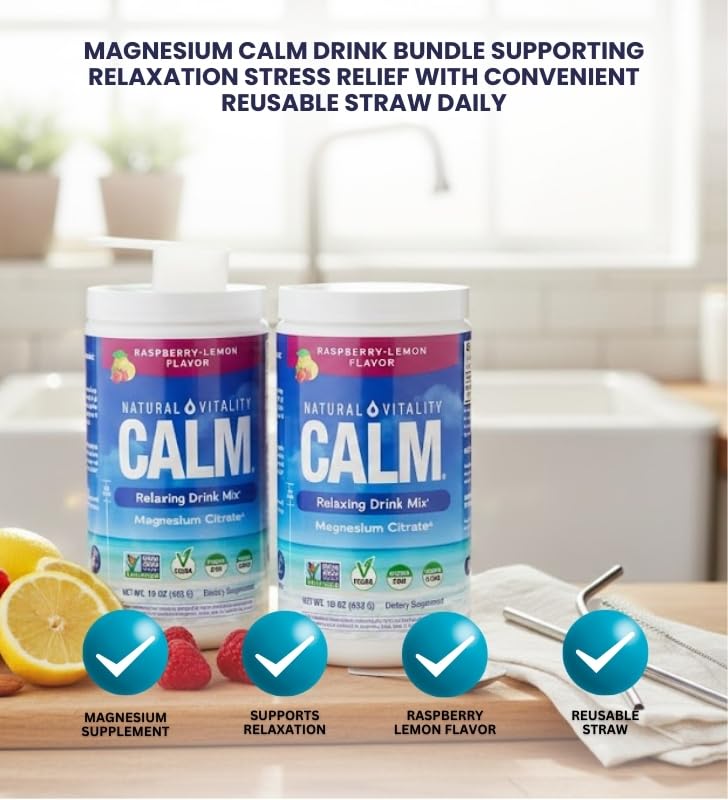 GROVE Natural Vitality Calm Magnesium Powder Raspberry Lemon 16 oz