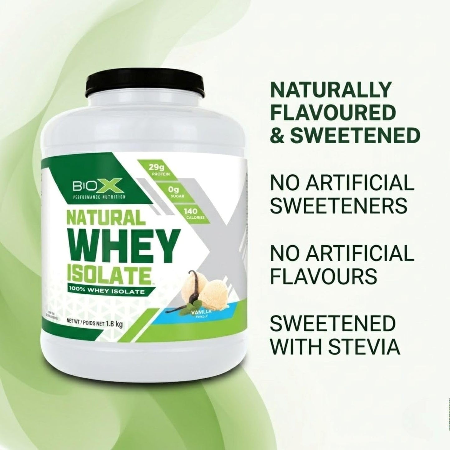 BIOX PERFORMANCE NUTRITION Natural Whey Isolate Protein Powder, Vanilla, 1.8 lb, 28.8 Servings