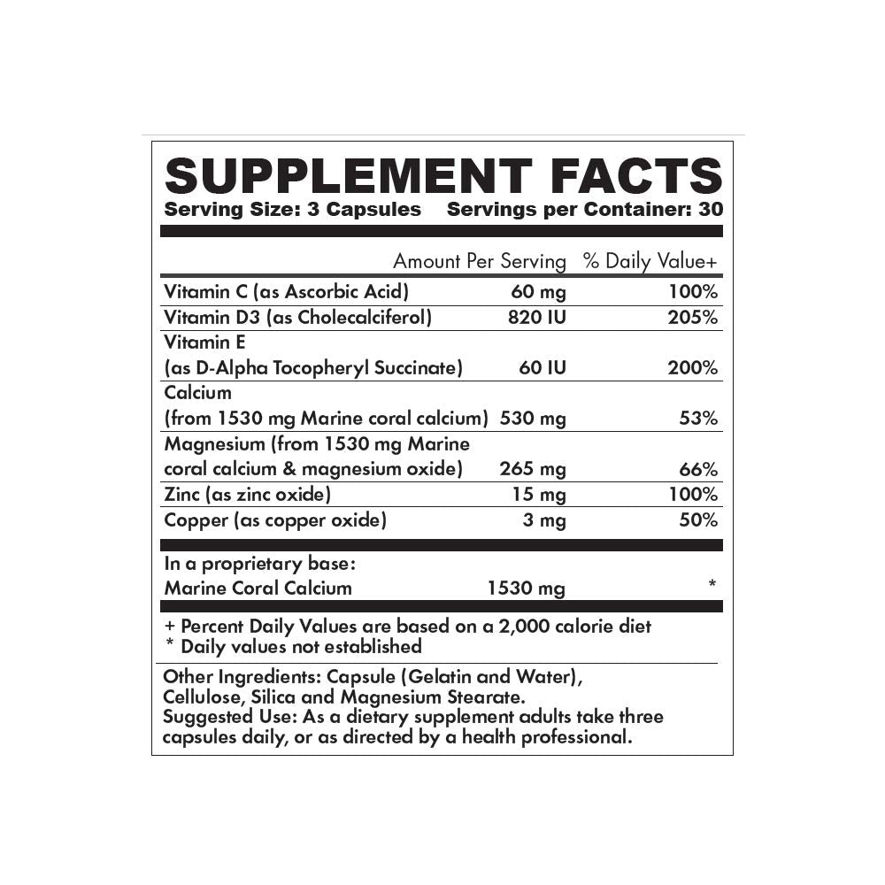 TV Health Products Original Marine Coral Calcium Classic 1530 milligrams Capsules, 90 Count