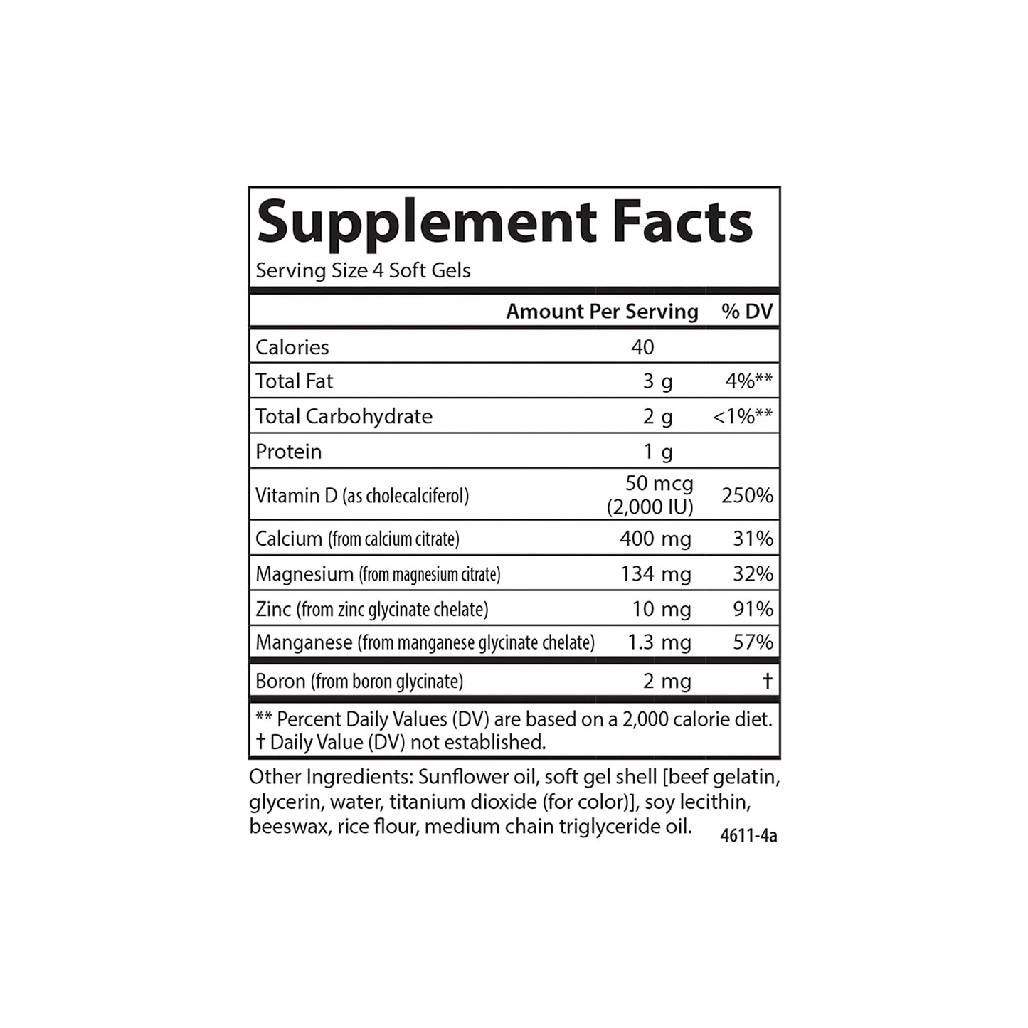 Carlson Nutra-Support Bone, Calcium, Magnesium & Vitamin D3 Softgels 100