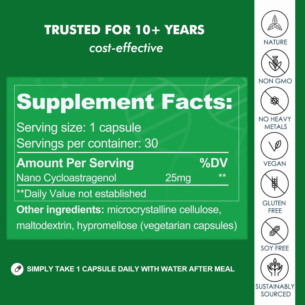 CAW Nano Cycloastragenol Capsules, 6 Bottles