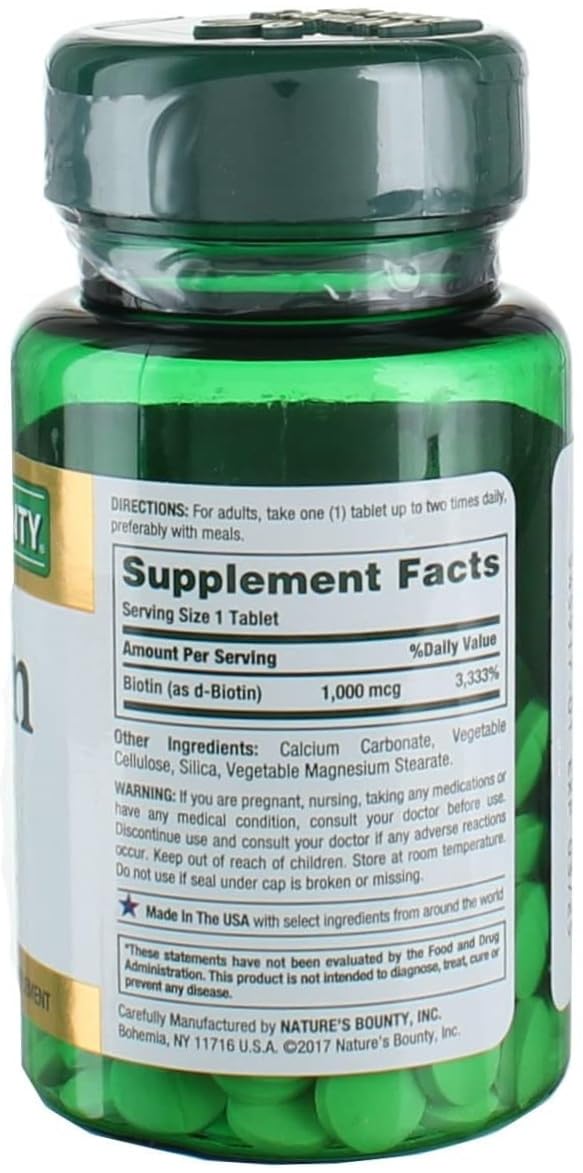 Nature's Bounty Biotin 1000 mcg Vitamin Supplement Tablets 200 Tablets