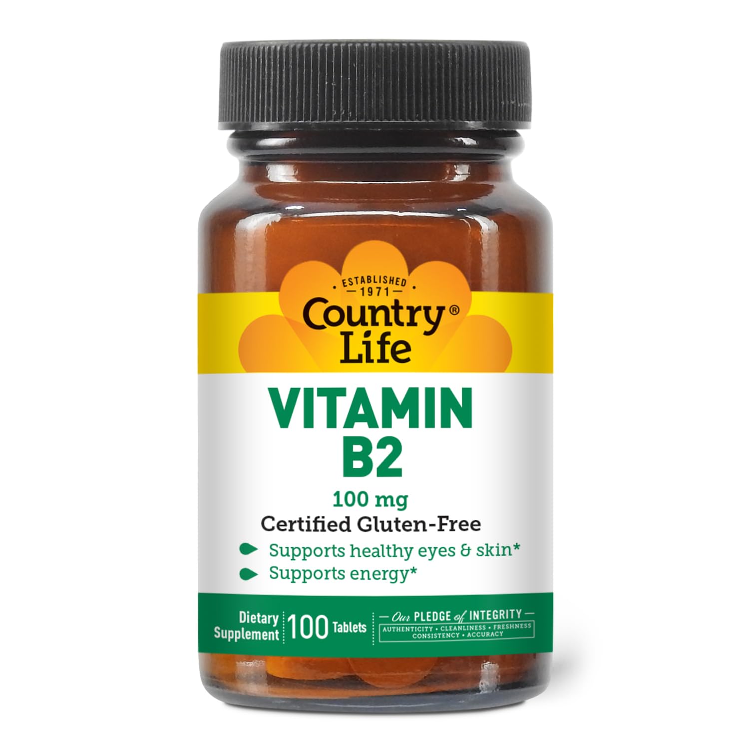 Country Life Vitamin B2 100mg Riboflavin Tablet, 100 Count
