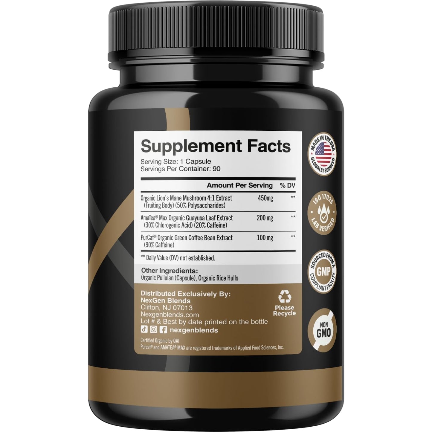 NEXGEN BLENDS 100% Organic Mushroom Coffee Capsules 90 Count