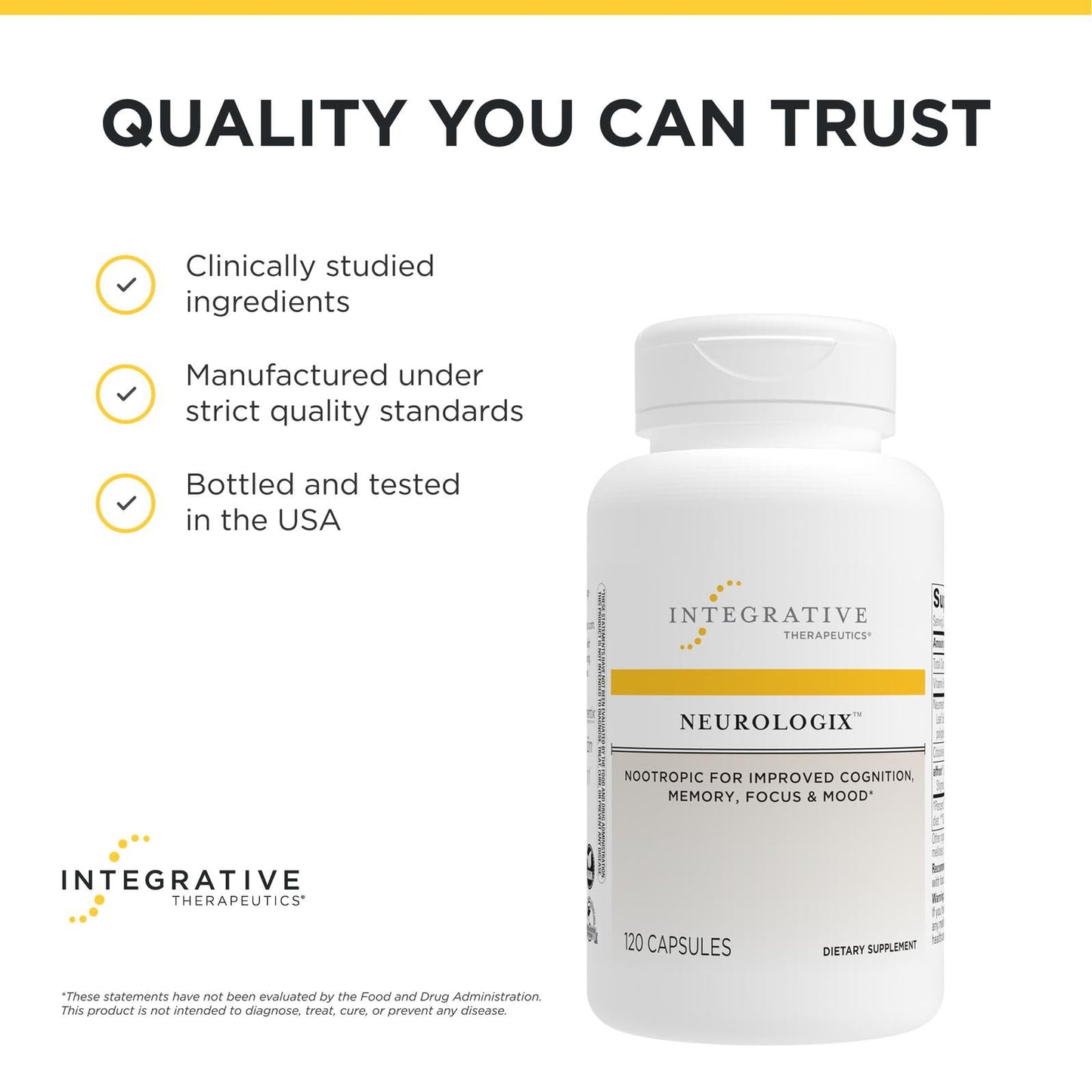 Integrative Therapeutics Neurologix with Saffron and CDP-Choline Nootropic for Brain Health, Focus and Memory Support, Vegan, Gluten-Free & Dairy-Free, Capsule, 120 Capsules
