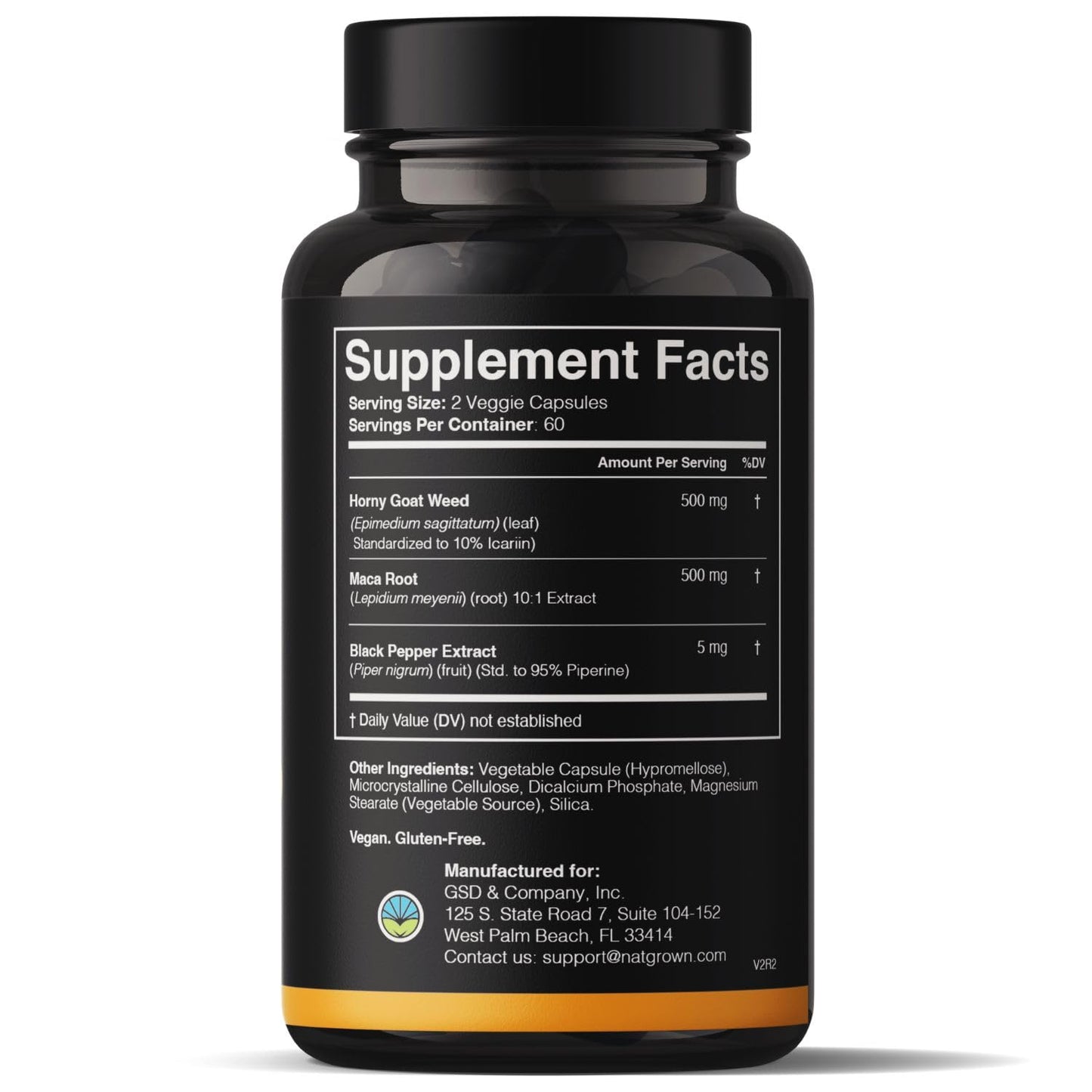 Natgrown Horny Goat Weed and Maca Root Extract Supplement for Men & Women Capsules, 120 Count
