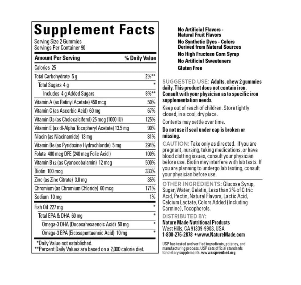 Nature Made Multivitamin + Omega-3 Gummy 180 Count