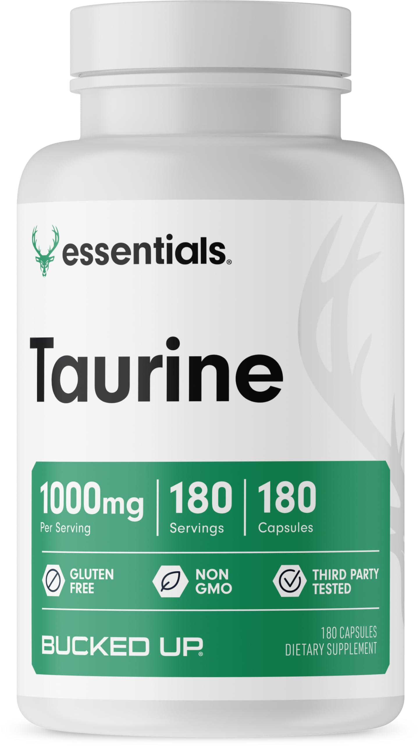 Bucked Up Taurine 1000 mg Capsule, 180 Count