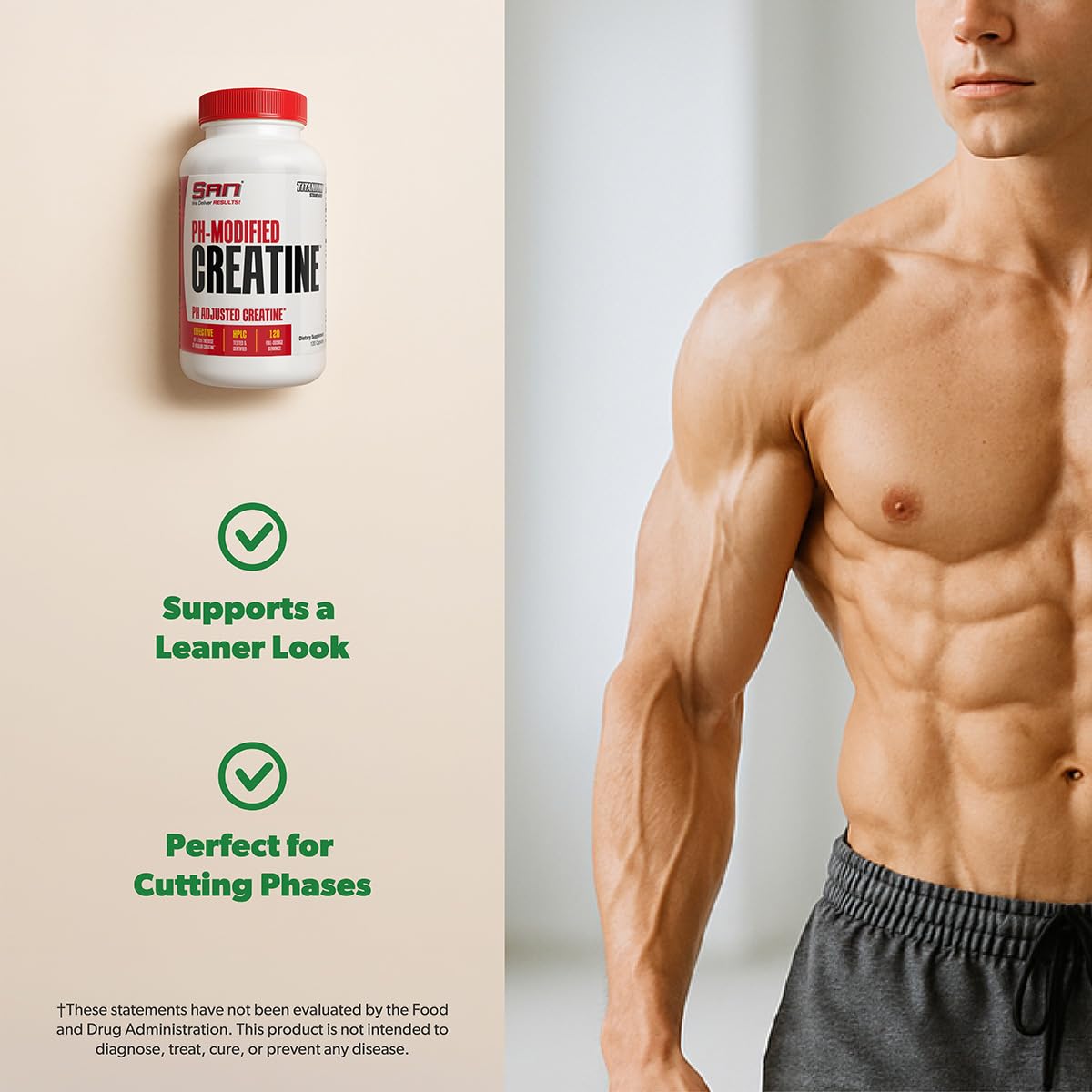 SAN PH Modified Creatine – Buffered Formula for Enhanced Muscle Strength and Performance, 1 Capsule