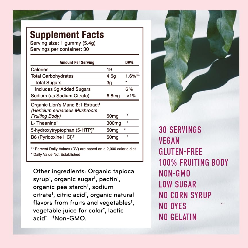 Microjoy Elevate Mood Support Gummies with L-Theanine, Lion’s Mane, 5-HTP & B6 – 30 Gummies