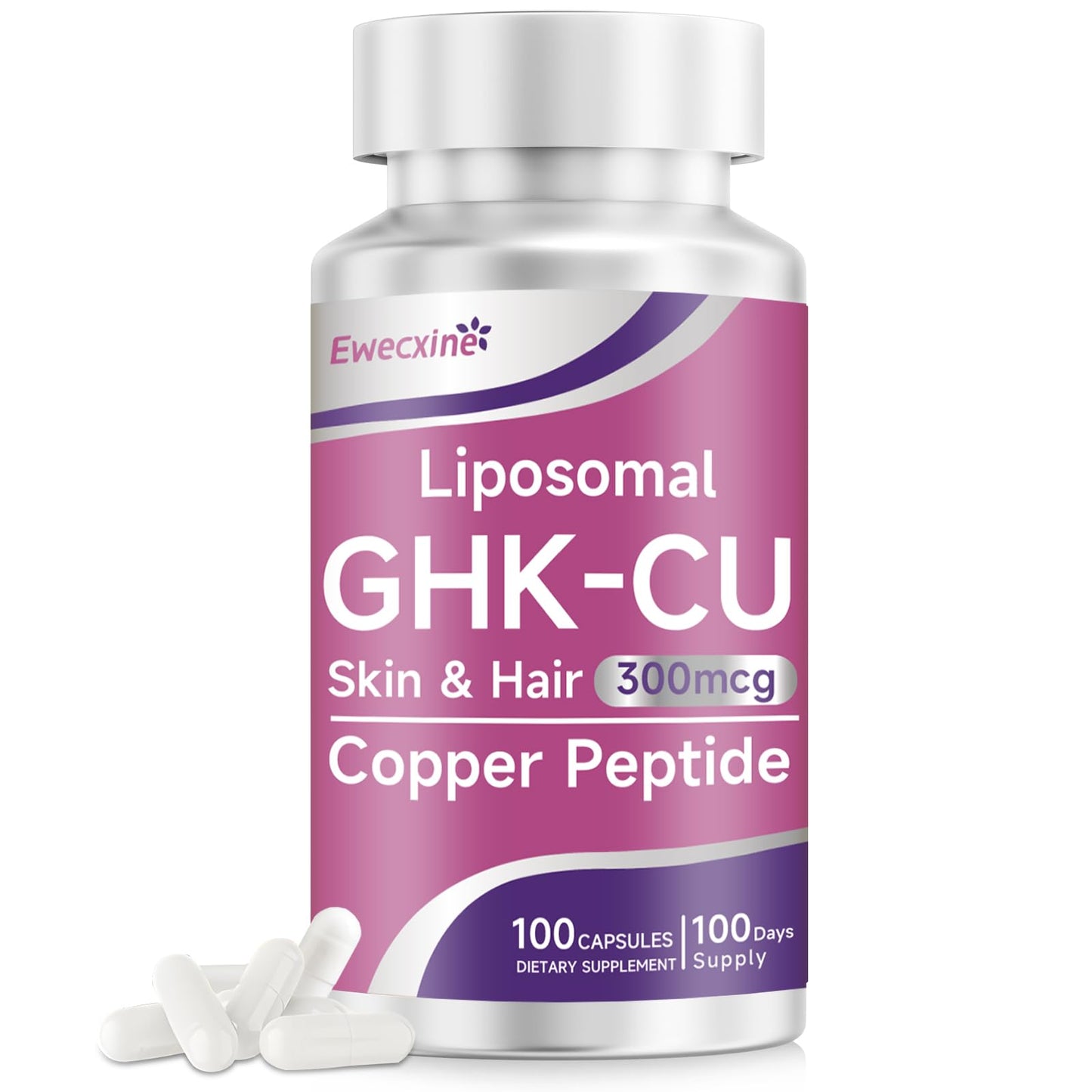 Ewecxine GHK-Cu Copper Peptide Supplement, 100 Vegan Capsules