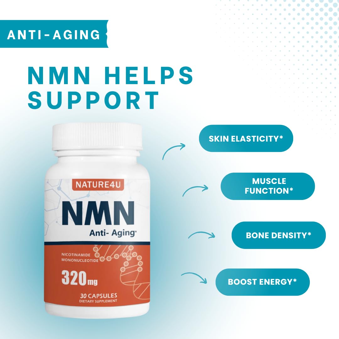 Nature4U NMN Nicotinamide Mononucleotide 320mg Capsule, 30 Count