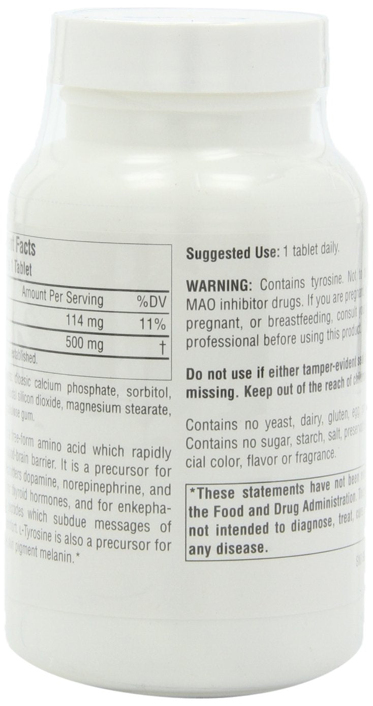 Source Naturals L-Tyrosine 500mg Free Form Amino Acid Tablets, 300 Tablets