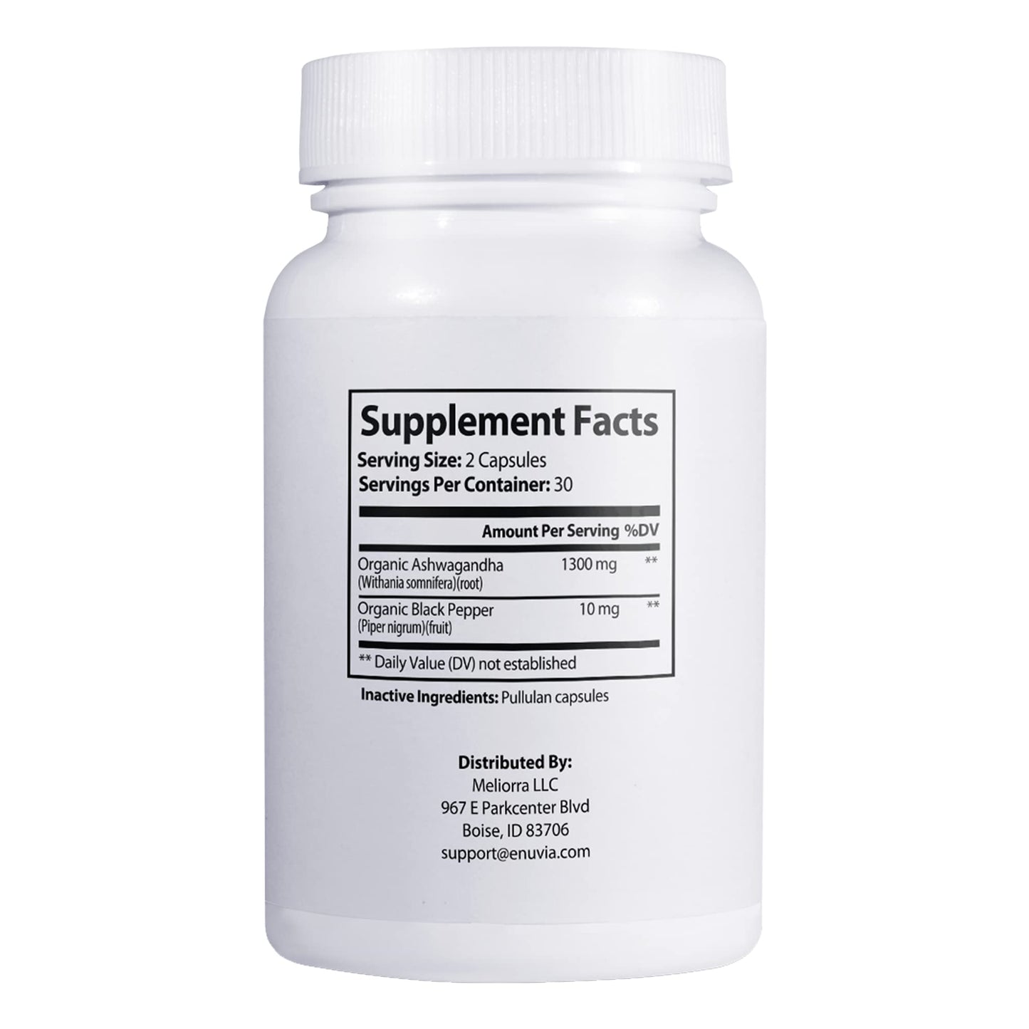 Enuvia Ashwagandha Supplement Capsules 60 Count