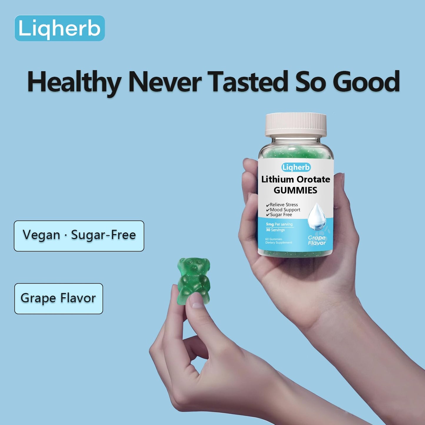 Liqherb Lithium Orotate 5mg Gummies 60 Count