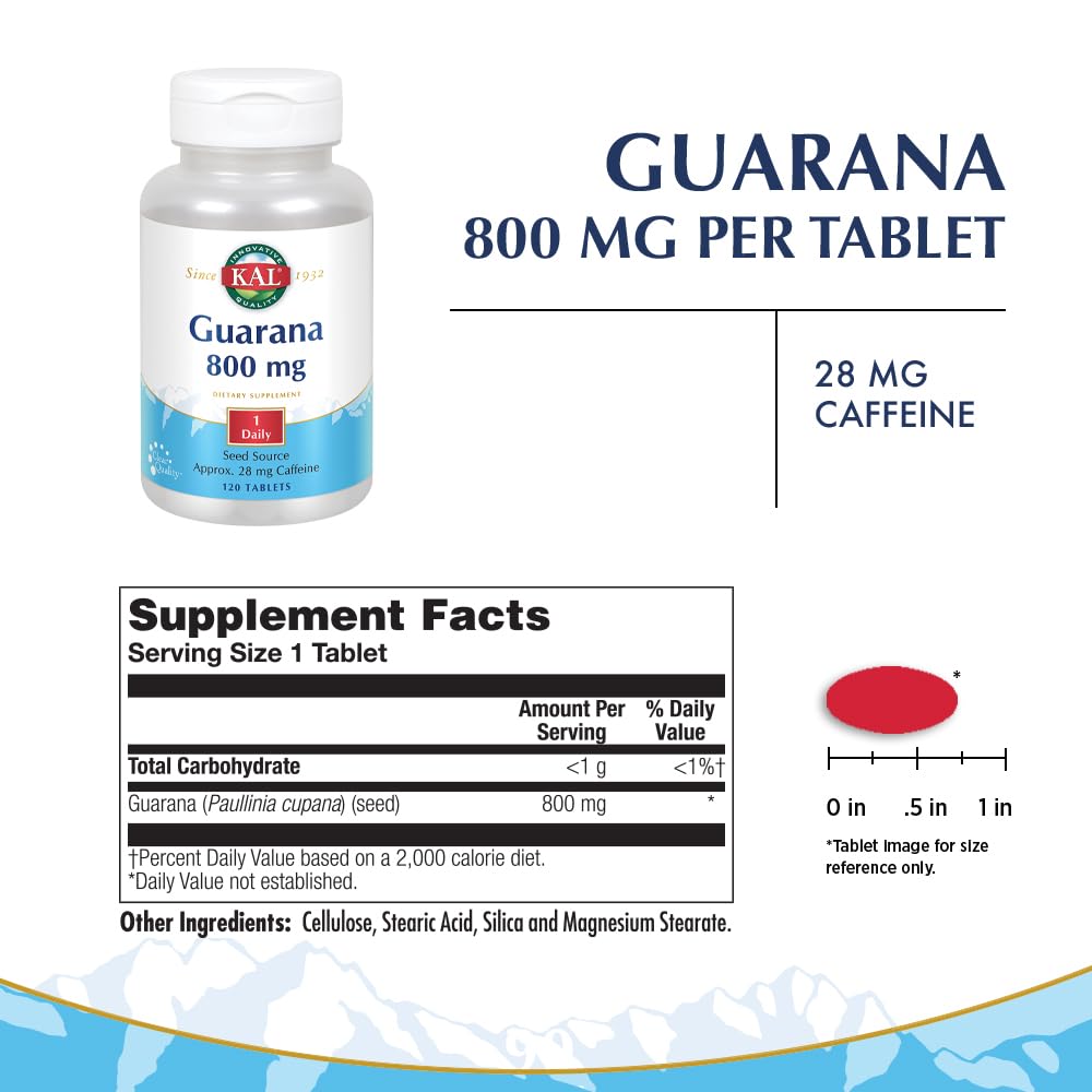 KAL Guarana 800 Tablet, 120 Tablets