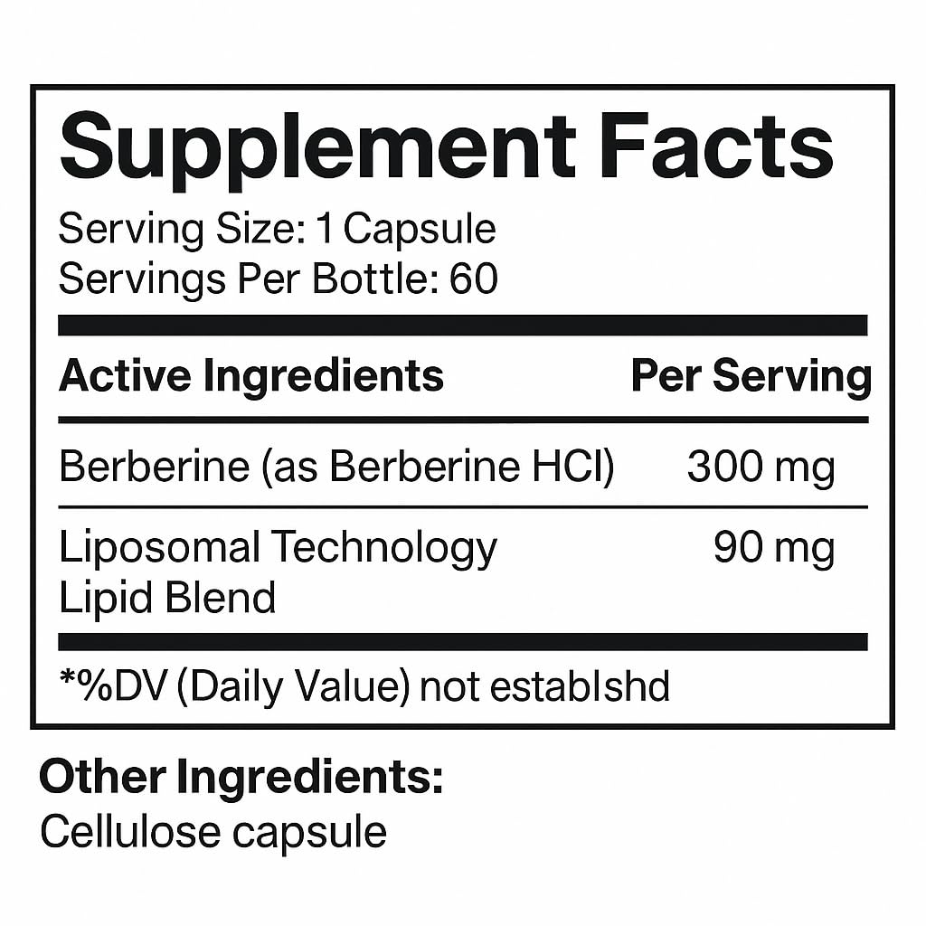 Ramp Nutrition Liposomal Berberine 300mg Berberine HCl Capsules 60 Capsules