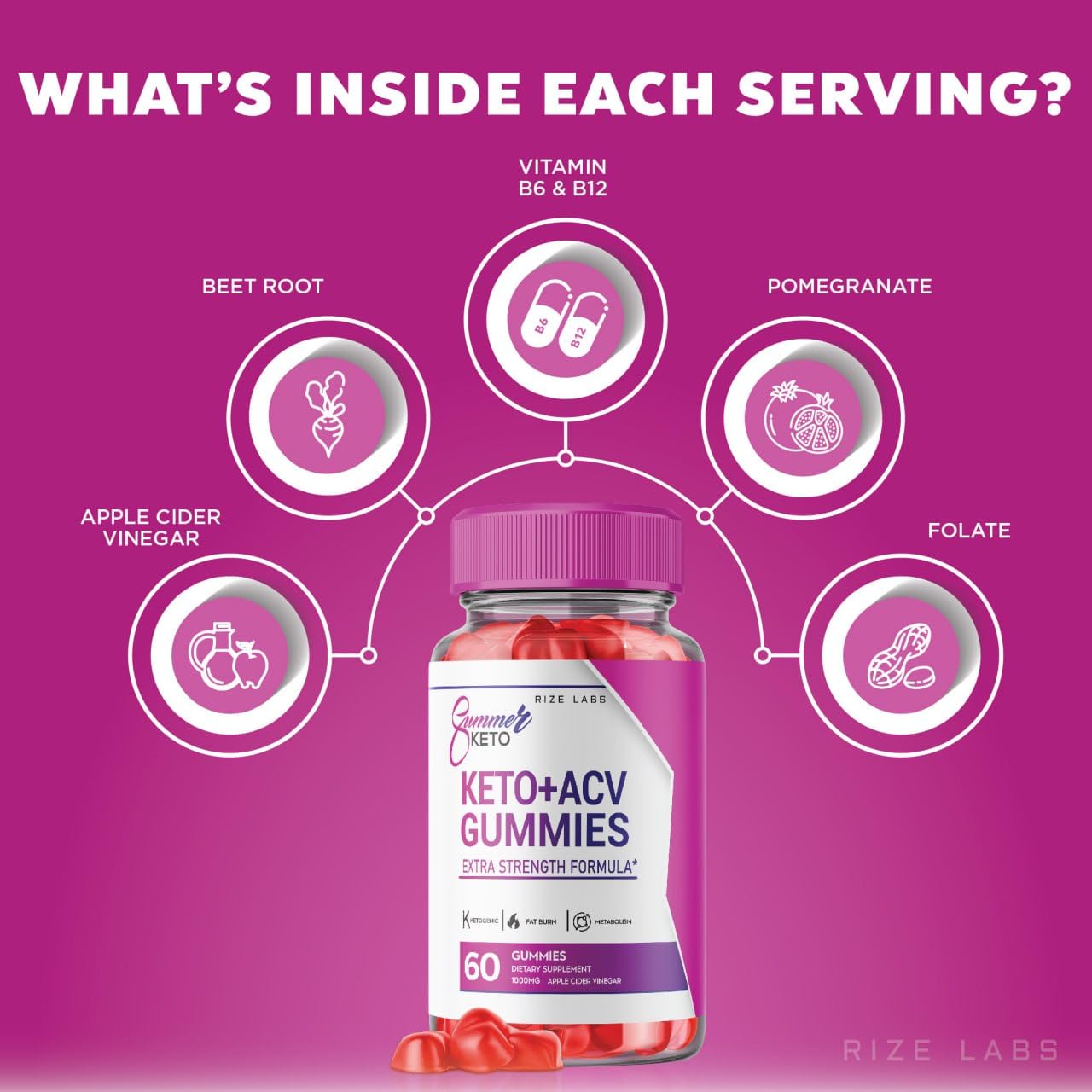rize labs Summer Keto+ACV Gummies 120