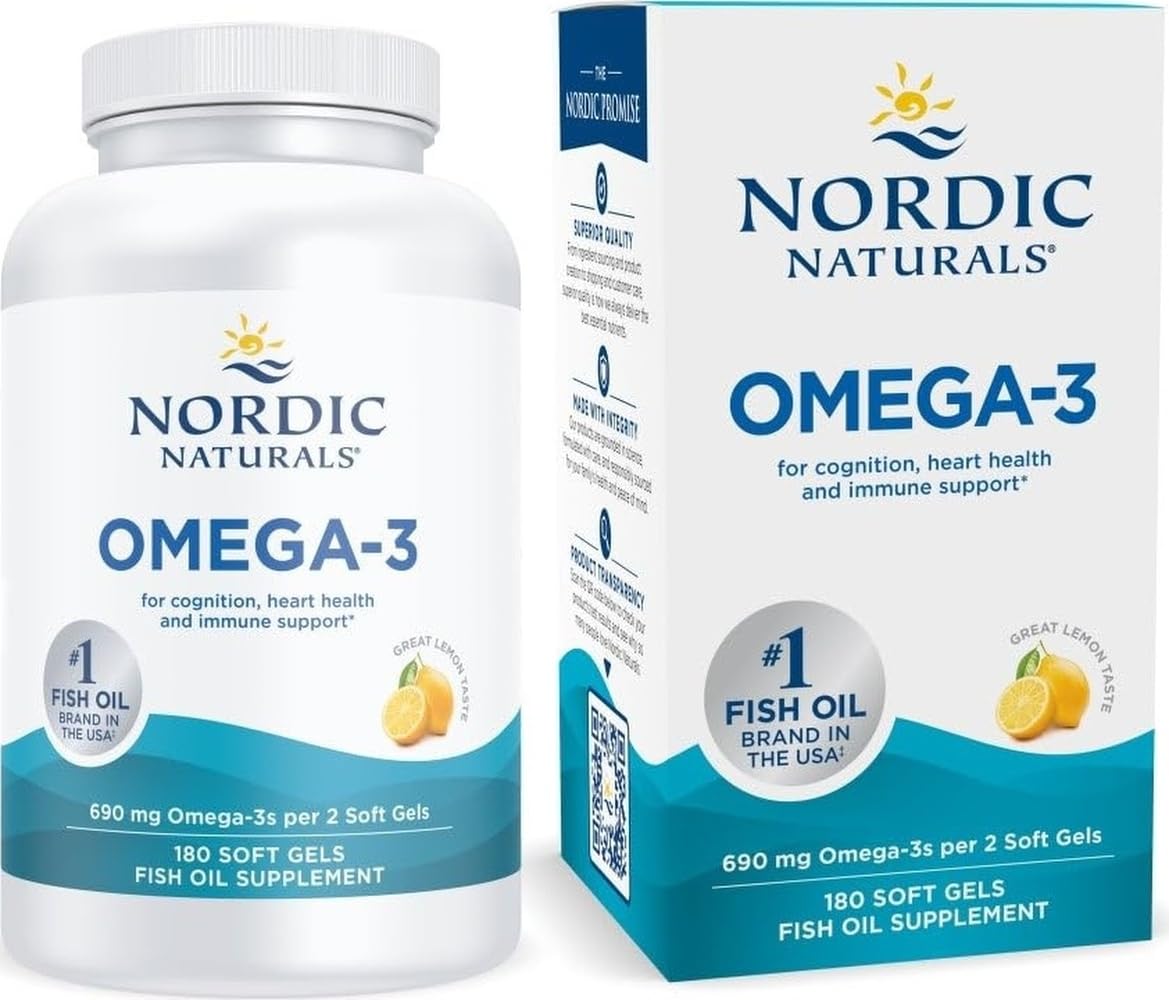 Nordic Naturals Omega-3 Fish Oil EPA & DHA Softgels Lemon 180 Count