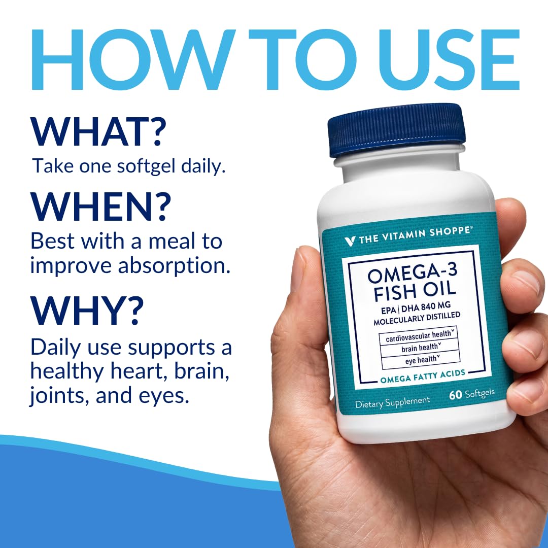 The Vitamin Shoppe Omega 3 Fish Oil 1100 mg Softgels, 60 Softgels
