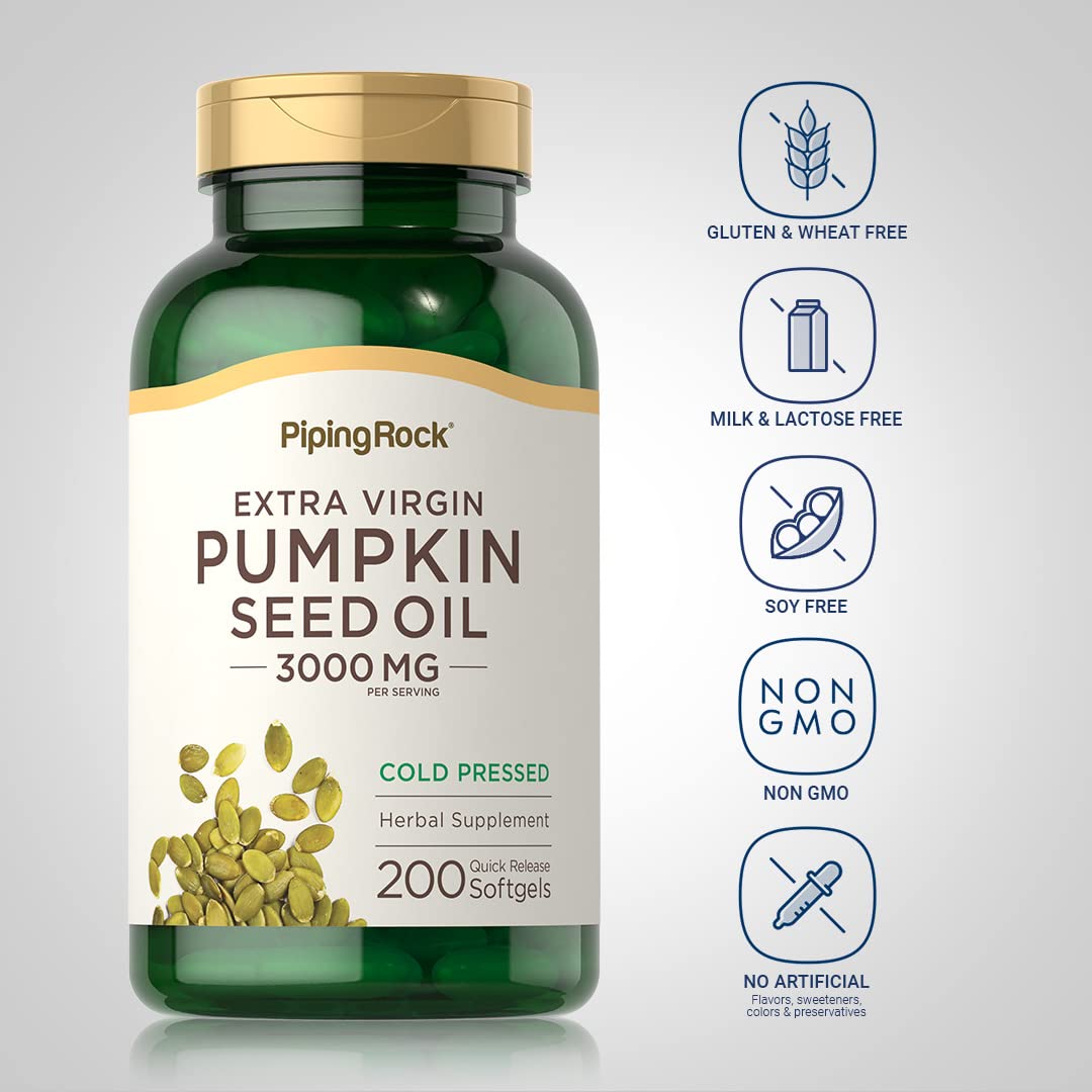Piping Rock Pumpkin Seed Oil Softgel Capsules 200 Count