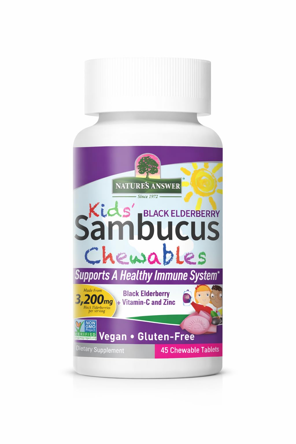 Nature's Answer Kids Sambucus Chewables 3200 mg Tablets, 45 Tablets