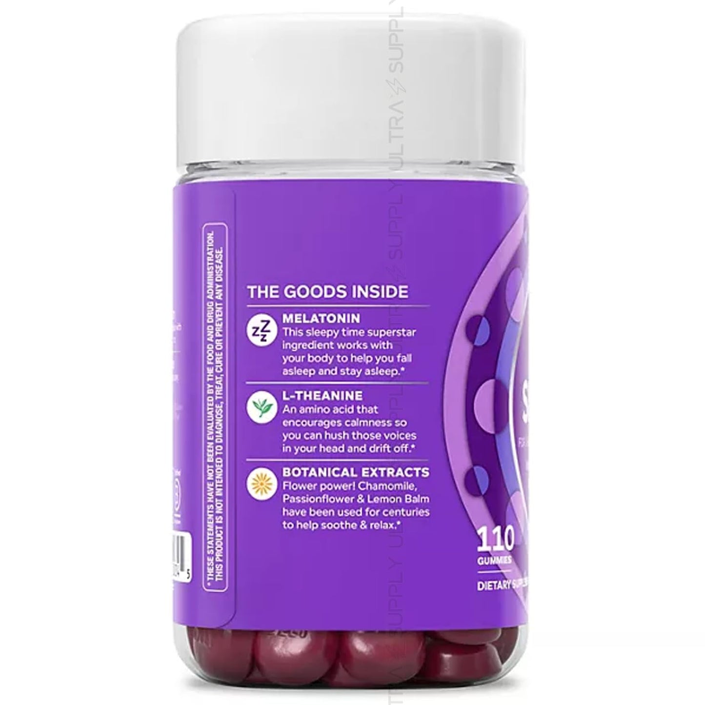 Generic Melatonin Sleep Gummies with L-Theanine & Chamomile – Blk Berry Flavor, Non-Habit Forming, Gluten Free, 110 Gummies