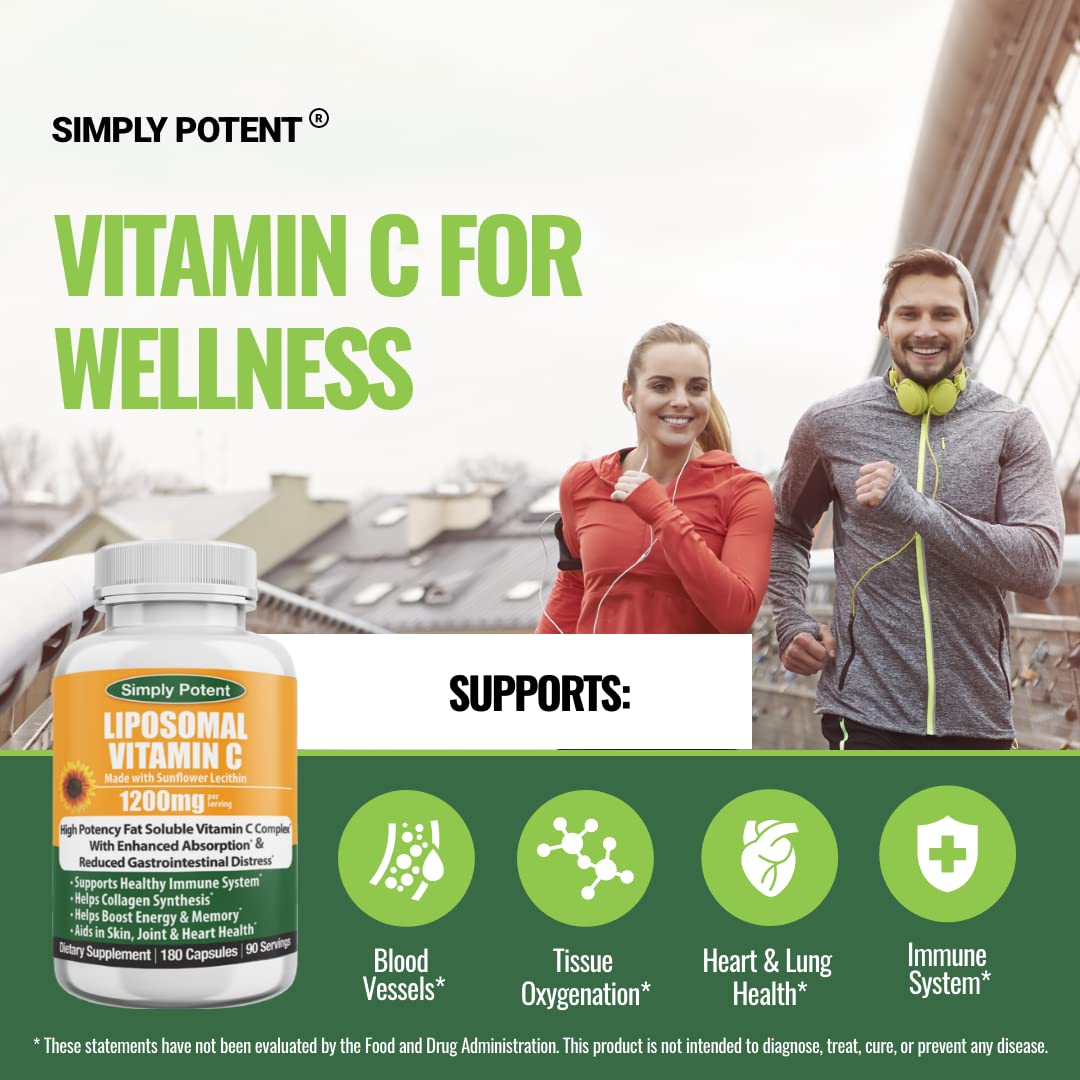 Simply Potent Liposomal Vitamin C 1200mg Capsules 180 Count